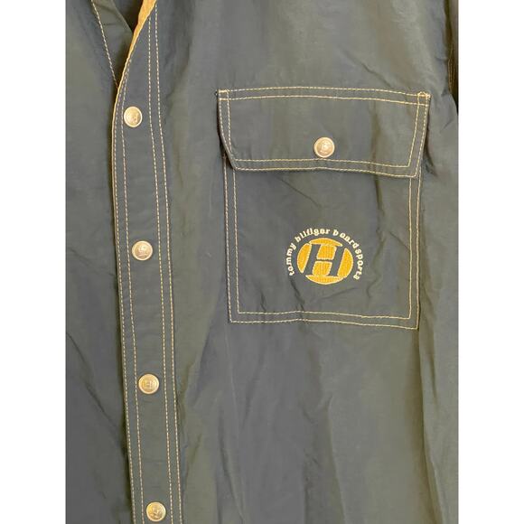 Men's Tommy HILFIGER Snap Front Blue L/S Nylon Shirt SIZE XL - Picture 2 of 8